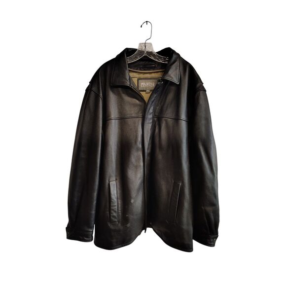 Vtg Wilsons Black Leather Bomber Jacket Men's Size XL Full Snap Zipper - Picture 1 of 11